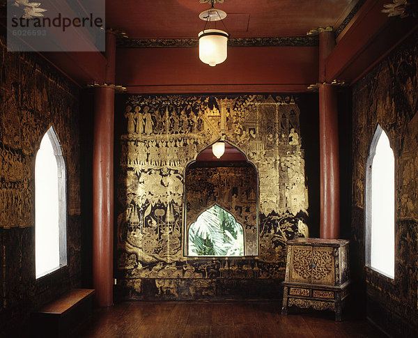 Interieur im Lack-Pavillon im Garten  Wang Suan Pakkad (Cabbage Garden Palace)  Bangkok  Thailand  Südostasien  Asien