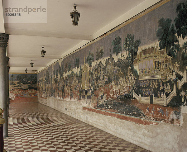 Wandbilder im Kloster der Silber-Pagode  Königspalast  Phnom Penh  Kambodscha  Indochina  Südostasien  Asien