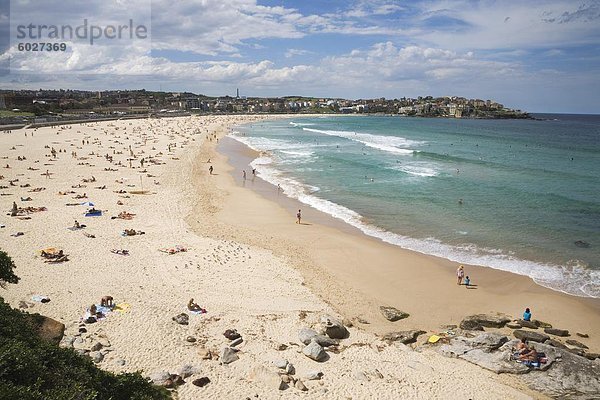 Blick über Bondi Beach in die östlichen Vororte in Richtung Nord Bondi  Bondi  Sydney  neu Süd Wales  Australien  Pazifik