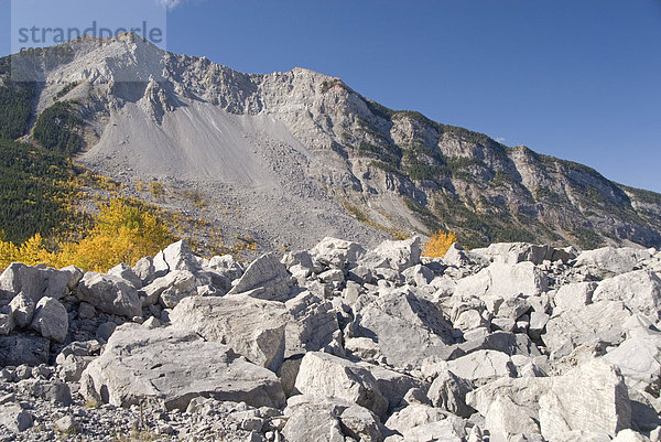 Frank Slide (massive Bergsturz aus Kalkstein von Turtle Mountain  die Stadt im Jahr 1903 begraben)  Crowsnest Pass  Rockies  südlichen Alberta  Kanada  Nordamerika