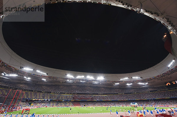 Innerhalb der Vögel Nest Nationalstadion während der Olympischen Spiele 2008  Leichtathletik-Wettbewerb  Peking  China  Asien