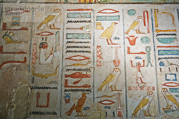 Detail aus den Texten  Grab von Rechmire  Westjordanland  Theben  UNESCO Weltkulturerbe  Ägypten  Nordafrika  Afrika