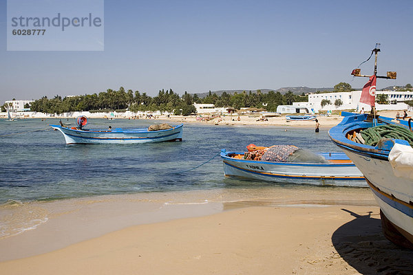 Angeln  Boote und Strand  Hammamet  Tunesien  Nordafrika  Afrika