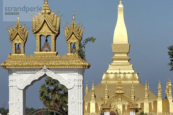 Erstellt von Luang Stupa  die größte in Laos  1566 durch König Setthathirat  Vientiane  Laos  Indochina  Südostasien  Asien