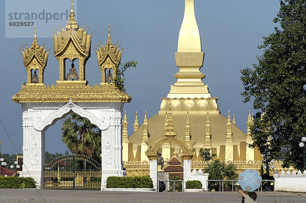 Erstellt von Luang Stupa  die größte in Laos  1566 durch König Setthathirat  Vientiane  Laos  Indochina  Südostasien  Asien