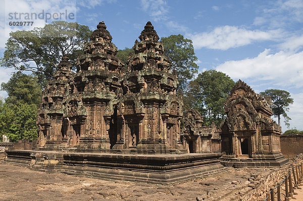 Banteay Srei Hindu-Tempel  in der Nähe von Angkor  UNESCO Weltkulturerbe  Siem Reap  Kambodscha  Indochina  Südostasien  Asien