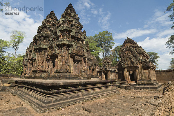 Banteay Srei Hindu-Tempel  in der Nähe von Angkor  UNESCO Weltkulturerbe  Siem Reap  Kambodscha  Indochina  Südostasien  Asien