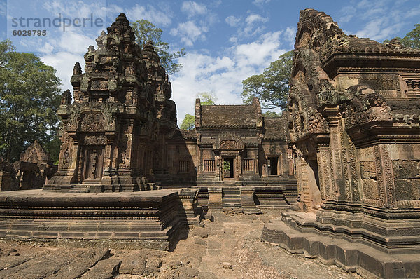 Banteay Srei Hindu-Tempel  in der Nähe von Angkor  UNESCO Weltkulturerbe  Siem Reap  Kambodscha  Indochina  Südostasien  Asien