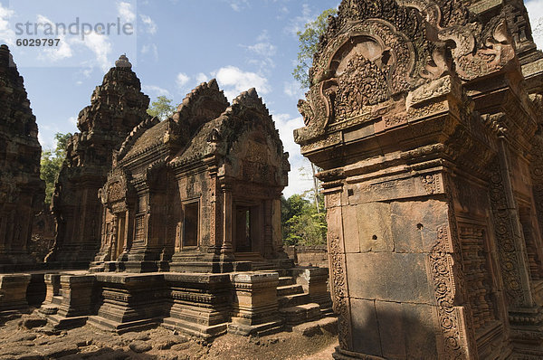 Banteay Srei Hindu-Tempel  in der Nähe von Angkor  UNESCO Weltkulturerbe  Siem Reap  Kambodscha  Indochina  Südostasien  Asien