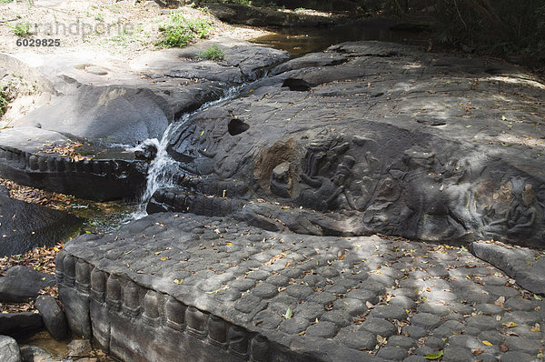 Fluss der tausend Lingas  Kbal Spean  in der Nähe von Angkor  Siem Reap  Kambodscha  Indochina  Südostasien  Asien