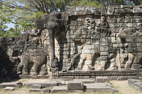 Elefant Terrasse  Angkor Thom  Angkor  UNESCO Weltkulturerbe  Siem ernten  Kambodscha  Indochina  Südostasien  Asien