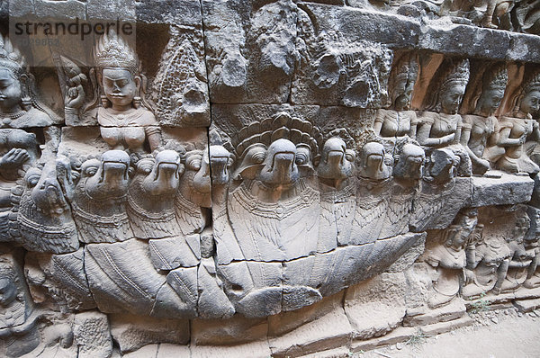 Leprakranke König Terrasse  Angkor Thom  Angkor  UNESCO Weltkulturerbe  Siem ernten  Kambodscha  Indochina  Südostasien  Asien