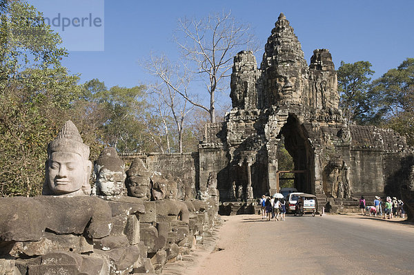 South Gate-Eingang zum Angkor Thom  Angkor  UNESCO Weltkulturerbe  Siem Reap  Kambodscha  Indochina  Südostasien  Asien