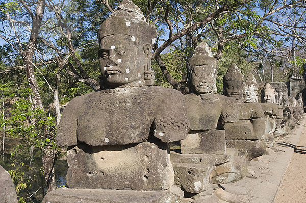 South Gate-Eingang zum Angkor Thom  Angkor  UNESCO Weltkulturerbe  Siem Reap  Kambodscha  Indochina  Südostasien  Asien