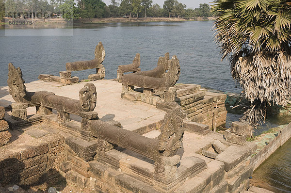 Srah Srang  einem künstlich angelegten See  Angkor Thom  Angkor  UNESCO Weltkulturerbe  Siem Reap  Kambodscha  Indochina  Südostasien  Asien