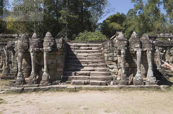 Elefant Terrasse  Angkor Thom  Angkor  UNESCO Weltkulturerbe  Siem ernten  Kambodscha  Indochina  Südostasien  Asien