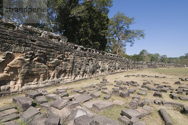 Elefant Terrasse  Angkor Thom  Angkor  UNESCO Weltkulturerbe  Siem ernten  Kambodscha  Indochina  Südostasien  Asien