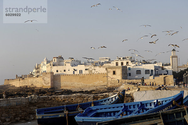 Altstadt am Wasser hinter Wällen  Essaouira  historische Stadt Mogador  Marokko  Nordafrika  Afrika