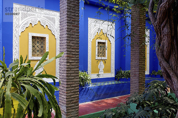 Majorelle Garten  erstellt von der französischen Tischlers Louis Majorelle und wiederhergestellt  indem die Modeschöpfer Yves Saint Laurent  Marrakesch  Marokko  Nordafrika  Afrika