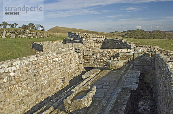 Die Latrine  lag Römerkastell  Hadrianswall  UNESCO Weltkulturerbe  Northumbria  England  Vereinigtes Königreich  Europa