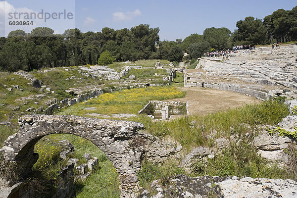 Römisches Amphitheater  Ortygia  Syrakus  Sizilien  Italien  Europa