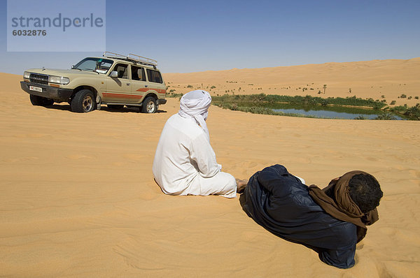 Gemeinschaftlich See  Erg Awbari  Sahara Wüste  Fessan  Libyen  Nordafrika  Afrika