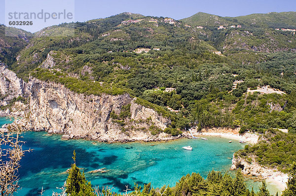 Farbaufnahme Farbe Europa Ansicht Korfu Gewölbe Luftbild Fernsehantenne Smaragd Griechenland Griechische Inseln Ionische Inseln Paleokastritsa Westküste