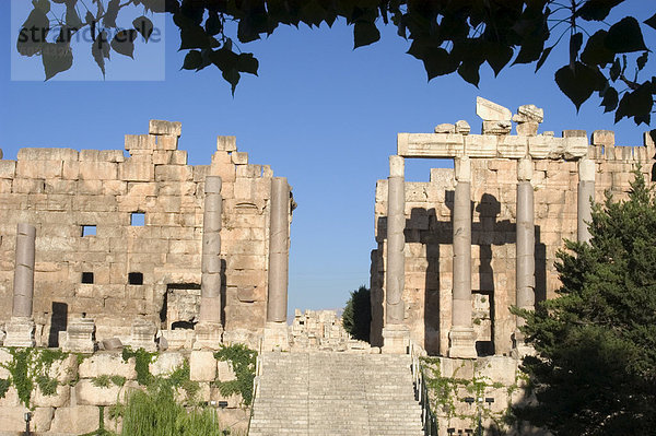 Vorplatz und Propyläen  römische Ausgrabungsstätte  Baalbek  UNESCO Weltkulturerbe  das Bekaa Valley  Libanon  Naher Osten