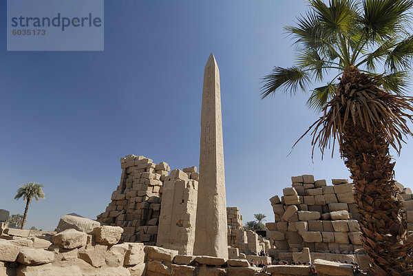 Obelisk  Tempel von Karnak  in der Nähe von Luxor  Theben  UNESCO World Heritage Site  Ägypten  Nordafrika  Afrika