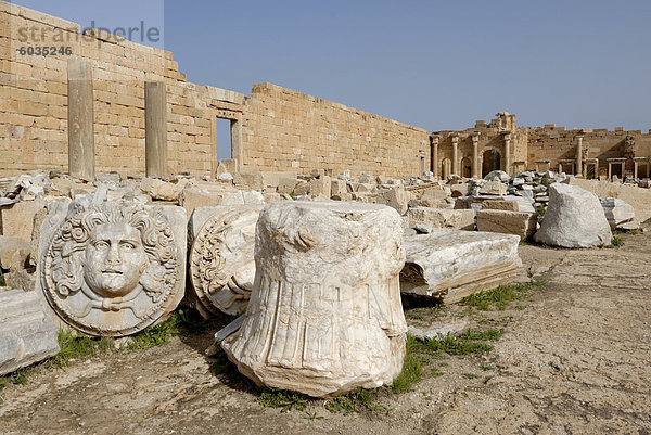 Severan Forum  Leptis Magna  UNESCO World Heritage Site  Libyen  Nordafrika  Afrika