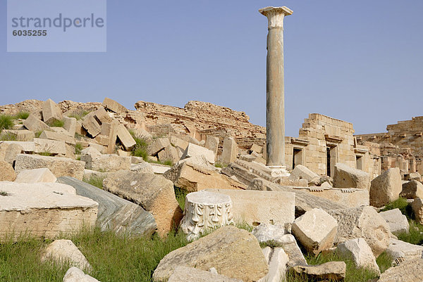 Über Colonnata  Leptis Magna  UNESCO World Heritage Site  Libyen  Nordafrika  Afrika