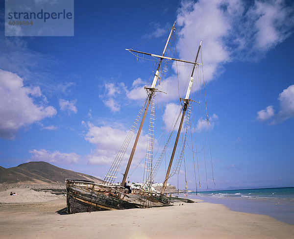 Shipwreck am Strand  Fuerteventura  Kanarische Inseln  Spanien  Atlantik  Europa