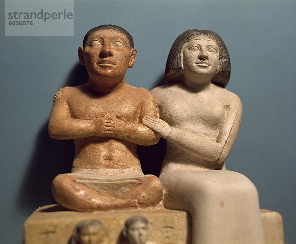 Statue von der Zwerg Seneb  mit Frau und Familie  Museum Kairo  Kairo  Ägypten  Nordafrika  Afrika