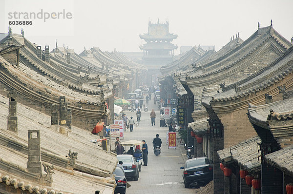 Historische alte Stadt Gebäude  UNESCO-Weltkulturerbe Stadt Pingyao  Shanxi Provinz  China  Asien