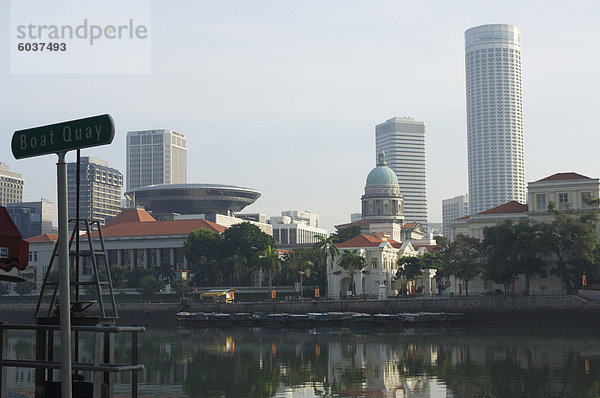 Boot Quay mit Blick auf die koloniale District  Singapur  Südostasien  Asien