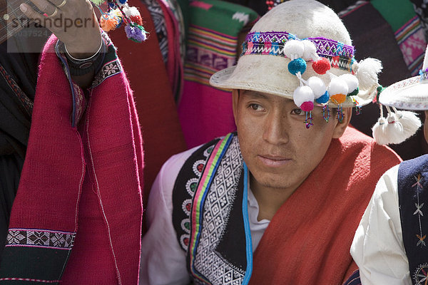 Mann im weißen Hut  Sucre  Bolivien  Südamerika
