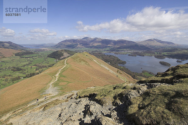 Ansicht des Derwent Water aus Catbells  Lake District-Nationalpark  Cumbria  England  Vereinigtes Königreich  Europa