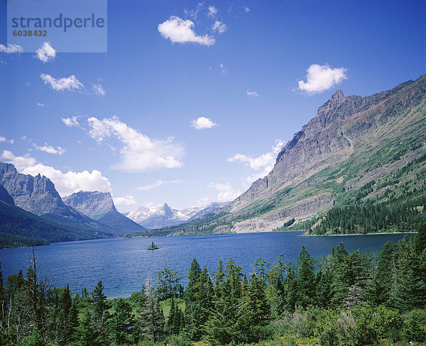 St. Mary Lake und Wild Goose Island  Gletscher-Nationalpark  felsige Berge  Montana  Vereinigte Staaten (USA)  Nordamerika