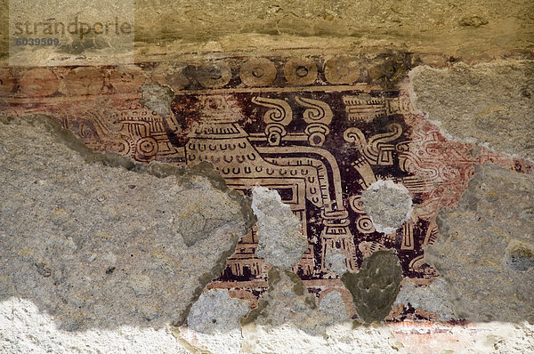 Alte Wandmalerei  Mitla  alten mixtekischen Website  Oaxaca  Mexiko  Nordamerika