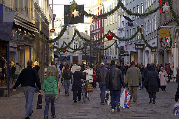 Kobmagergade an Weihnachten  Kopenhagen  Dänemark  Skandinavien  Europa