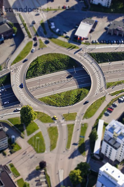 Luftaufnahme der städtischen Kreisverkehr