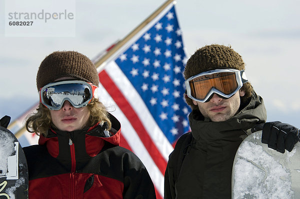 Snowboardfahrer  Hintergrund  Fahne  amerikanisch  Holzbrett  Brett