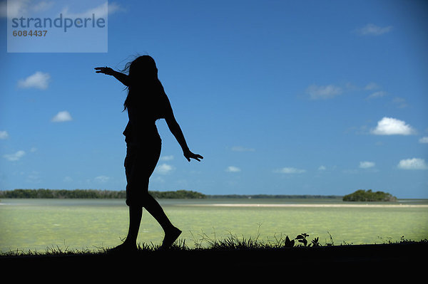 Frau  gehen  Silhouette  Küste  vorwärts  Florida