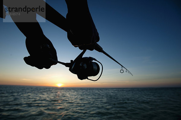 Mann  Sonnenuntergang  Silhouette  angeln  Florida