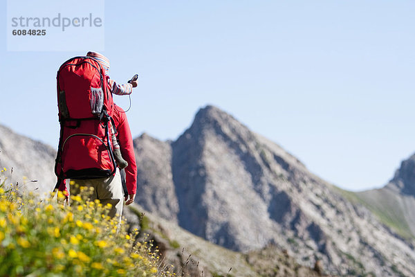 Espe  Populus tremula  Rucksack  Außenaufnahme  tragen  Reise  füllen  füllt  füllend  Berg  Landschaftlich schön  landschaftlich reizvoll  Rucksackurlaub  Wildblume  Wiese  braun  Mutter - Mensch  Colorado