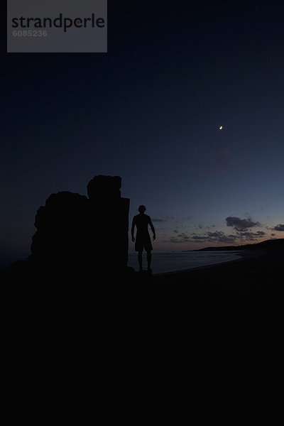 Felsbrocken  stehend  sehen  Strand  Sonnenuntergang  Silhouette  Ozean  Mexiko