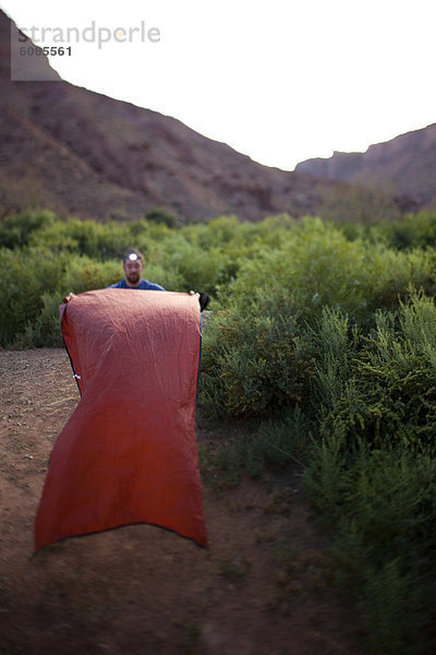 Mann  Zelt  Schlucht  Fußabdruck  Moab  Utah