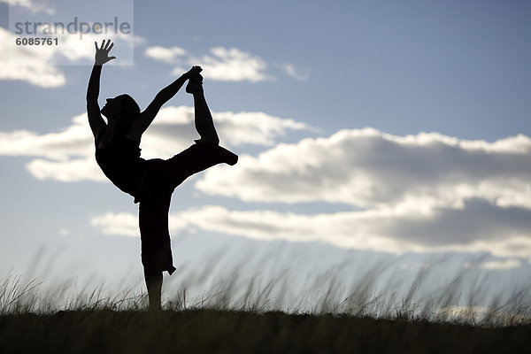 Silhouette  zeigen  Feld  Yoga  Wiese  Idaho  Pose