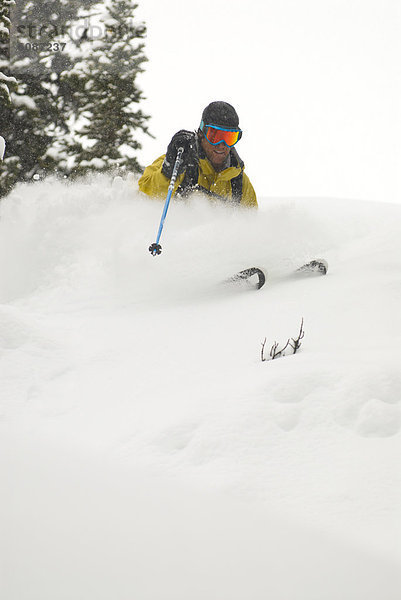 Mann  Ski  Frische  Gesichtspuder  Rocky Mountains  kanadisch