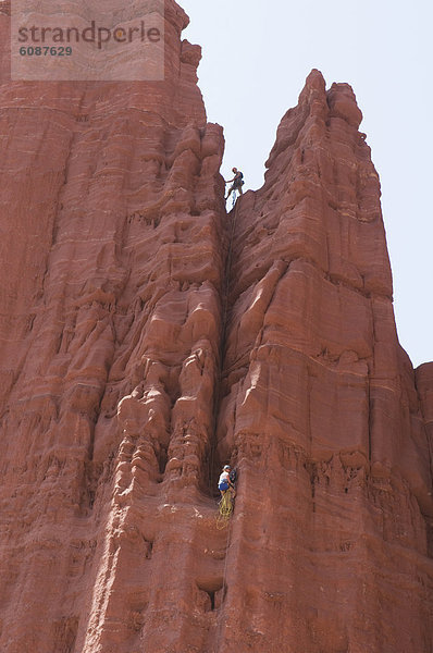 Bergsteiger  Felsbrocken  Frau  Mann  Angler  Utah